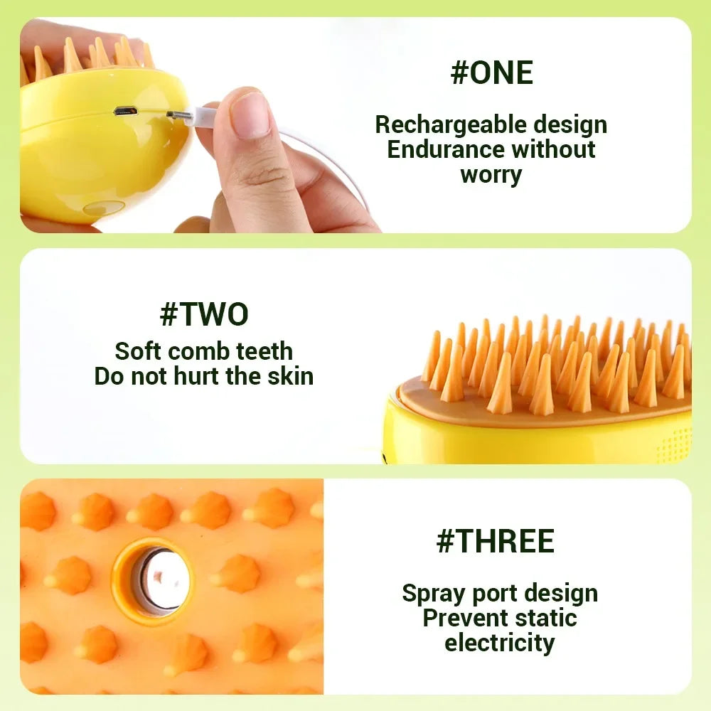 3-in-1 Pet Steamy Brush